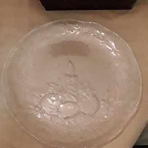 Arcoroc Glass Christmas Holly Candle Embossed Serving Platter